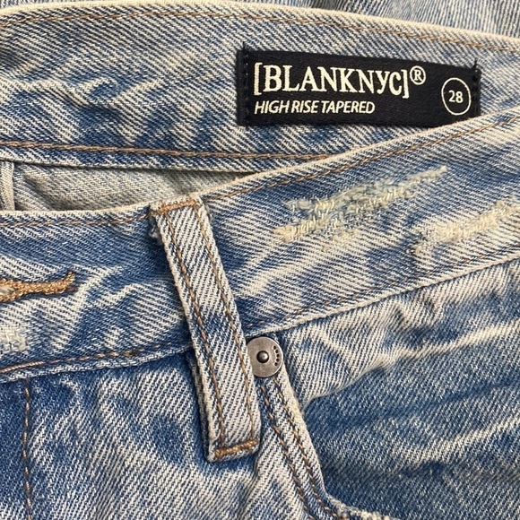 BLANKNYC High Rise Tapered Lace Up Jeans Distressed Raw Hem Hi Waisted Size 28 - Picture 8 of 9